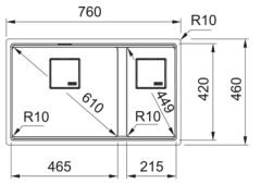FRANKE TEZGAH ALTI GRANİT EVİYE - Kubus 2 KNG 160-46-21