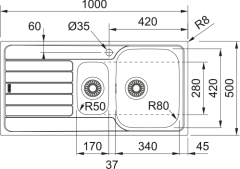 FRANKE - ÇELİK EVİYE SPARK - TEZGAH ÜSTÜ SKX 651 SOL