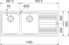 FRANKE - ÇELİK EVİYE LOGİCALİNE - TEZGAH ÜSTÜ LLL 621 SAĞ