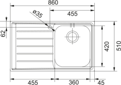 FRANKE - ÇELİK EVİYE NEPTUN - TEZGAH ÜSTÜ NEX 611 SOL