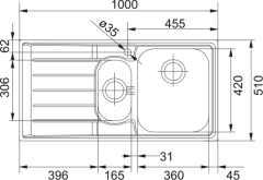 FRANKE - ÇELİK EVİYE NEPTUN - TEZGAH ÜSTÜ NEX 651 SOL
