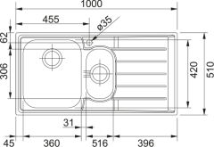 FRANKE - ÇELİK EVİYE NEPTUN - TEZGAH ÜSTÜ NEX 651 SAĞ