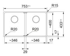 FRANKE - ÇELİK EVİYE MARİS - TEZGAH ALTI MRG 120-35-35 STONE GREY