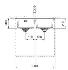 FRANKE - ÇELİK EVİYE MARİS - TEZGAH ALTI MRG 120-35-35 STONE GREY