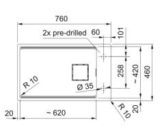 FRANKE - GRANİT EVİYE KUBUS 2 - TEZGAH ALTI KNG 110-62 NERO