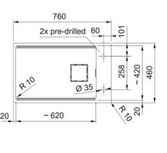 FRANKE - GRANİT EVİYE KUBUS 2 - TEZGAH ALTI KNG 110-62 BİANCO