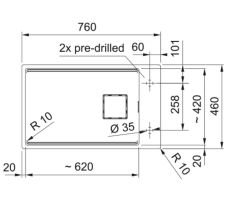 FRANKE - GRANİT EVİYE KUBUS 2 - TEZGAH ALTI KNG 110-62 STONE GREY
