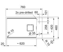 FRANKE - GRANİT EVİYE KUBUS 2 - TEZGAH ALTI KNG 110-62 STONE GREY