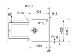 FRANKE - GRANİT EVİYE URBAN - TEZGAH ÜSTÜ UBG 611-86 NERO