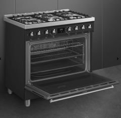 SMEG - C9GMMB2 - KLASİK SERİ - MAT SİYAH - 90 CM KUZİNE